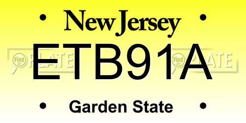 ETB91A New Jersey License Plate