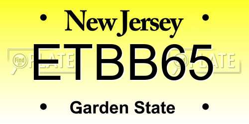 ETBB65 New Jersey License Plate