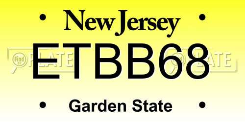 ETBB68 New Jersey License Plate