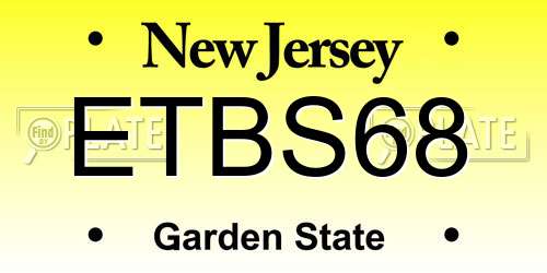 ETBS68 New Jersey License Plate