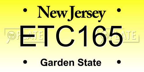 ETC165 New Jersey License Plate