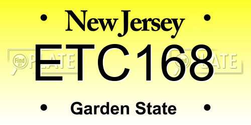 ETC168 New Jersey License Plate