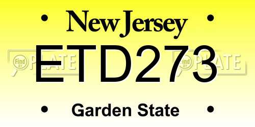 ETD273 New Jersey License Plate