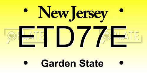 ETD77E New Jersey License Plate