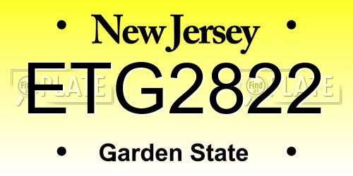 ETG2822 New Jersey License Plate
