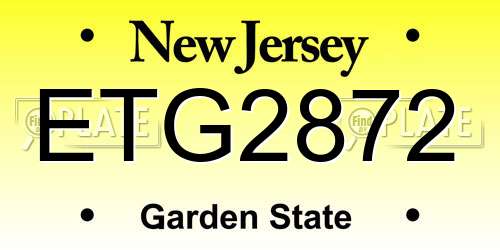 ETG2872 New Jersey License Plate