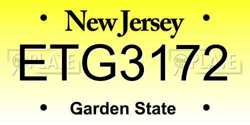 ETG3172 New Jersey License Plate