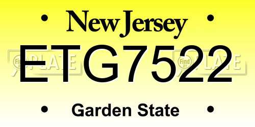 ETG7522 New Jersey License Plate