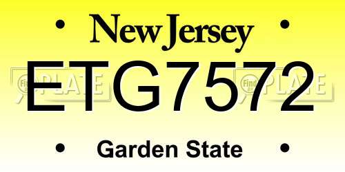 ETG7572 New Jersey License Plate