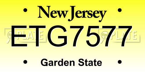 ETG7577 New Jersey License Plate