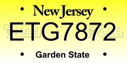 ETG7872 New Jersey License Plate
