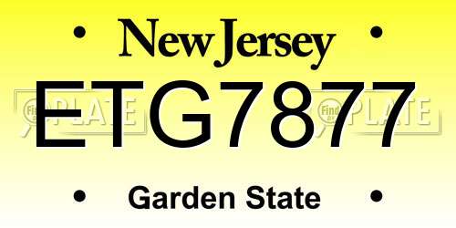 ETG7877 New Jersey License Plate