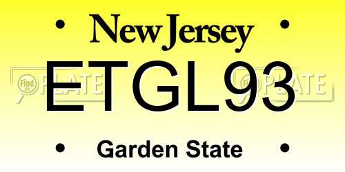 ETGL93 New Jersey License Plate