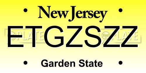ETGZSZZ New Jersey License Plate
