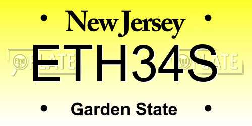 ETH34S New Jersey License Plate