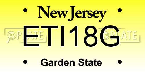 ETI18G New Jersey License Plate