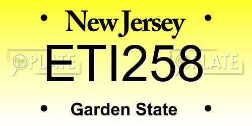ETI258 New Jersey License Plate