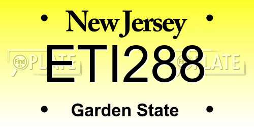 ETI288 New Jersey License Plate