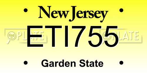 ETI755 New Jersey License Plate