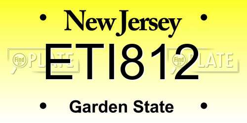 ETI812 New Jersey License Plate