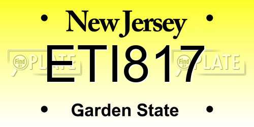 ETI817 New Jersey License Plate