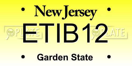 ETIB12 New Jersey License Plate
