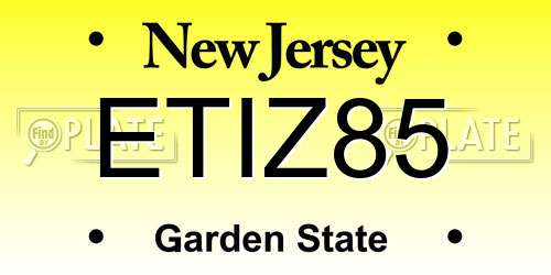 ETIZ85 New Jersey License Plate