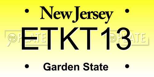 ETKT13 New Jersey License Plate