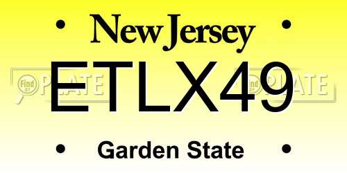 ETLX49 New Jersey License Plate