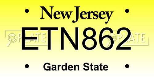ETN862 New Jersey License Plate