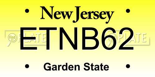 ETNB62 New Jersey License Plate