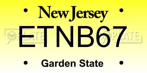 ETNB67 New Jersey License Plate