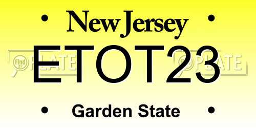 ETOT23 New Jersey License Plate