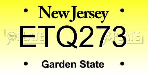 ETQ273 New Jersey License Plate