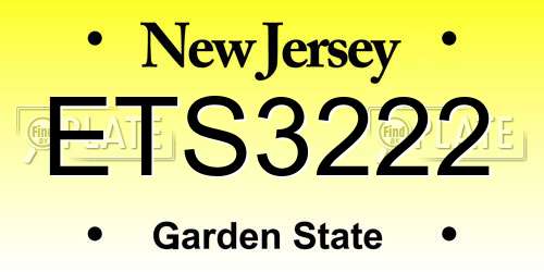 ETS3222 New Jersey License Plate
