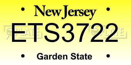 ETS3722 New Jersey License Plate