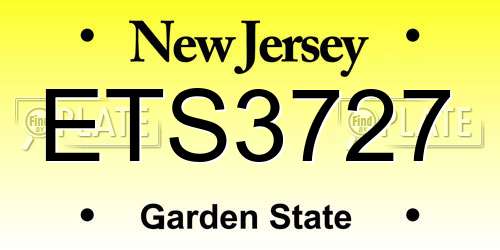 ETS3727 New Jersey License Plate