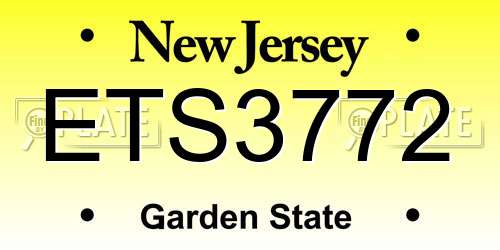 ETS3772 New Jersey License Plate