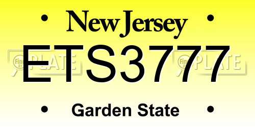 ETS3777 New Jersey License Plate