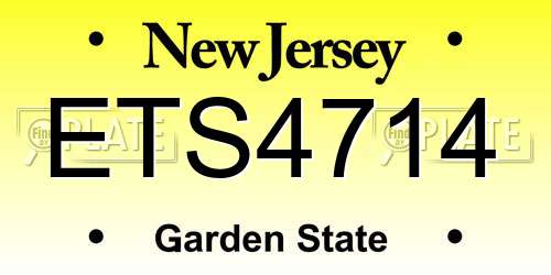 ETS4714 New Jersey License Plate