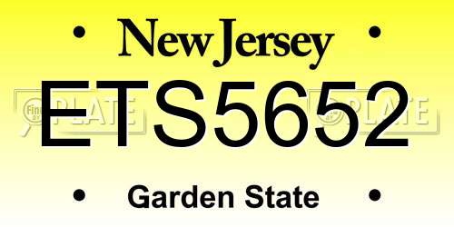 ETS5652 New Jersey License Plate