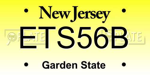 ETS56B New Jersey License Plate