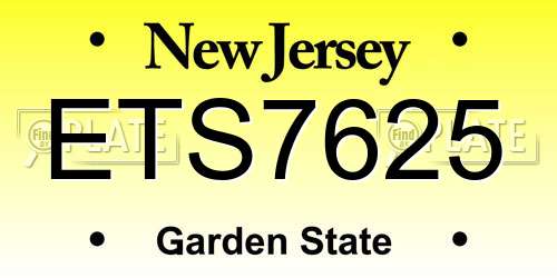 ETS7625 New Jersey License Plate