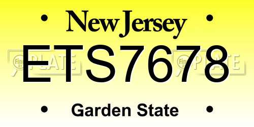 ETS7678 New Jersey License Plate