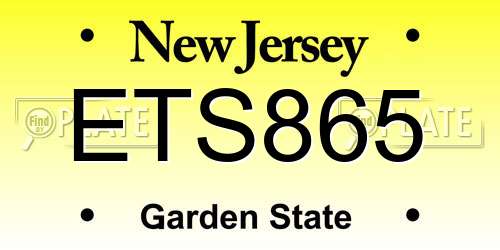 ETS865 New Jersey License Plate