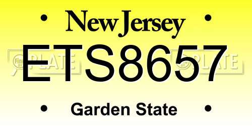 ETS8657 New Jersey License Plate