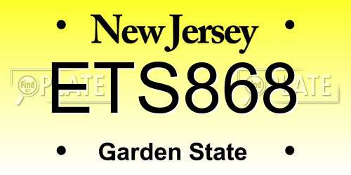 ETS868 New Jersey License Plate