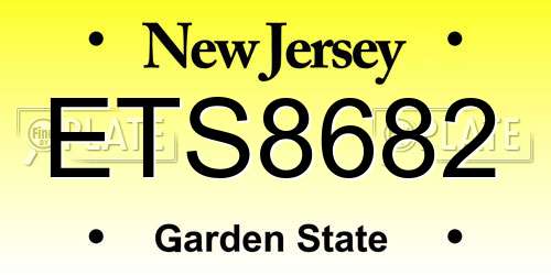ETS8682 New Jersey License Plate