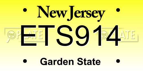 ETS914 New Jersey License Plate
