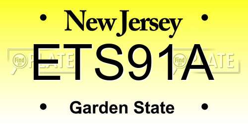 ETS91A New Jersey License Plate
